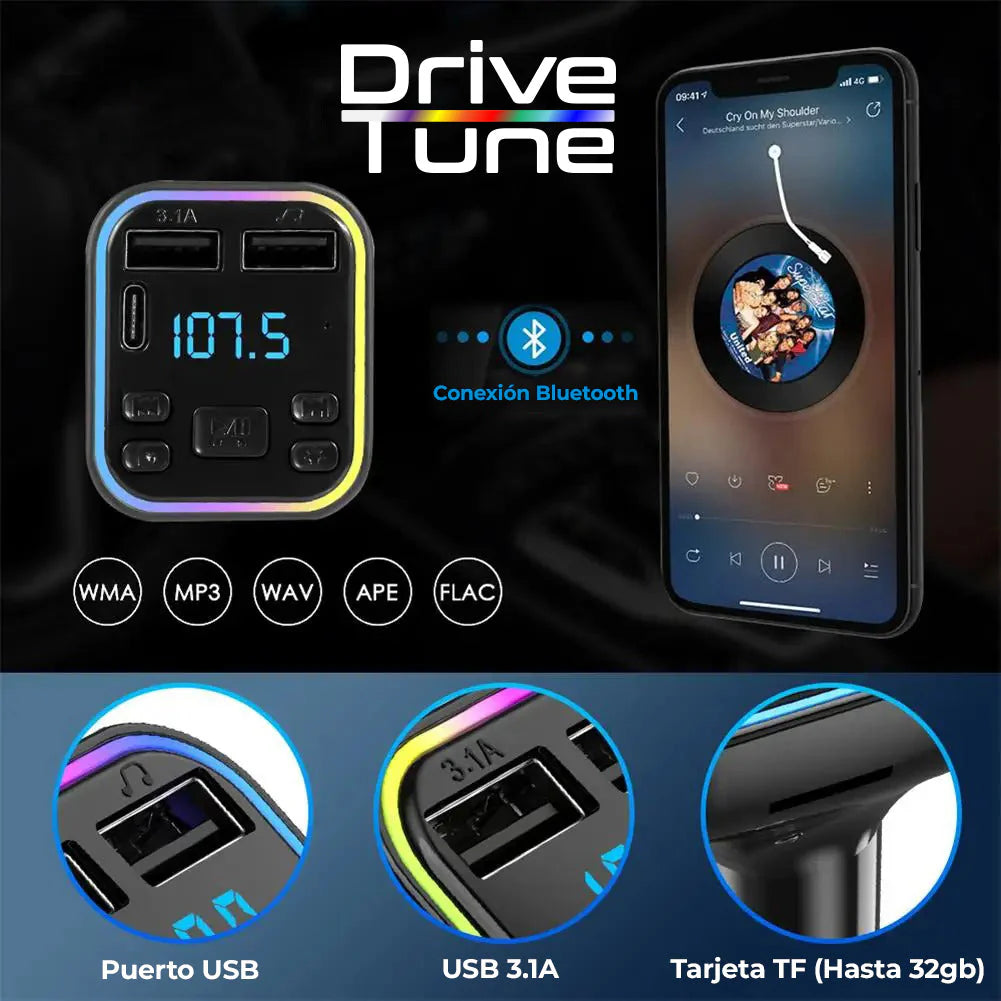 DriveTune™ - Transmisor FM con Bluetooth para Autos